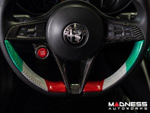 Alfa Romeo Giulia Interior Trim - Carbon Fiber - Steering Wheel Side Trim Kit - Pre '20 - Italian Theme - Feroce Carbon Alfa Romeo Giulia Interior Trim - Carbon Fiber - Steering Wheel Side Trim Kit - Pre '20 - Italian Theme - Feroce Carbon